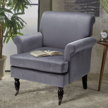 Load image into Gallery viewer, Contemporary Velvet upholstered Armchair with Casters Armchair Living and Home Grey