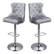 Load image into Gallery viewer, 2 Pcs Velvet Upholstered Adjustable Bar Stool with Button Seat Back Living and Home