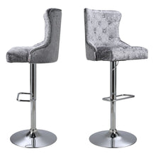 Load image into Gallery viewer, 2 Pcs Velvet Upholstered Adjustable Bar Stool with Button Seat Back Living and Home
