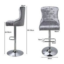 Load image into Gallery viewer, 2 Pcs Velvet Upholstered Adjustable Bar Stool with Button Seat Back Living and Home