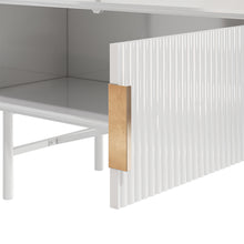 Load image into Gallery viewer, White Striped Wooden TV Stand