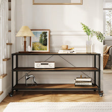 Load image into Gallery viewer, 3-Tier Wood Storage Rack with Wheels Living and Home