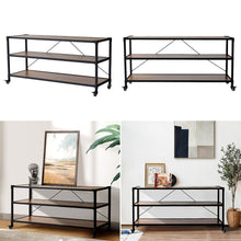 Load image into Gallery viewer, 3-Tier Wood Storage Rack with Wheels Living and Home
