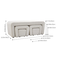 Load image into Gallery viewer, White Upholstered Teddy Fleece Ottoman Bench Set