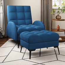 Load image into Gallery viewer, Leisure Recliner Armchair and Ottoman Set with Footstool Metal Legs