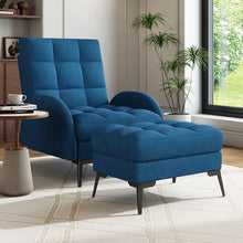 Load image into Gallery viewer, Leisure Recliner Armchair and Ottoman Set with Footstool Metal Legs