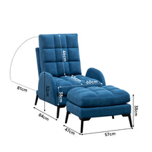Load image into Gallery viewer, Leisure Recliner Armchair and Ottoman Set with Footstool Metal Legs