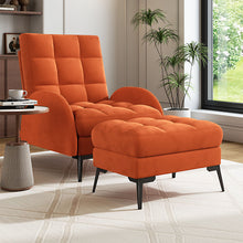 Load image into Gallery viewer, Leisure Recliner Armchair and Ottoman Set with Footstool Metal Legs