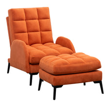 Load image into Gallery viewer, Leisure Recliner Armchair and Ottoman Set with Footstool Metal Legs