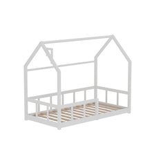 Load image into Gallery viewer, White Wooden House Bed Frame