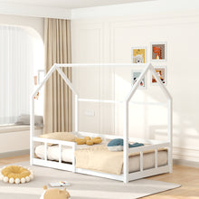 Load image into Gallery viewer, White Wooden House Bed Frame