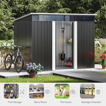 Load image into Gallery viewer, 8.6 ft Garden Bike Sheds Metal Storage Shed with Lockable Sliding Doors Garden Sheds Living and Home