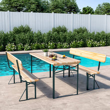 Load image into Gallery viewer, Set of 2 Folding Garden Benches with Backrest Cedar Wood Outdoor Bar Chairs Garden Benches Living and Home