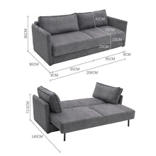 Load image into Gallery viewer, Grey 3-Seater Sleeper Sofa Bed polyester/corduroy Living and Home