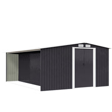 Load image into Gallery viewer, Livingandhome Garden Metal Storage Shed with Log Storage