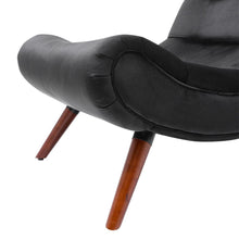 Load image into Gallery viewer, Black Modern Curved Velvet Lounge Chair with Footstool Lounge Chairs Living and Home
