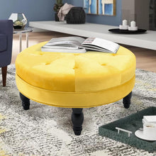 Load image into Gallery viewer, Round Velvet Tufted Buttoned Footstool Living and Home