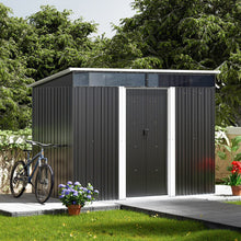 Load image into Gallery viewer, 8.6 ft Garden Bike Sheds Metal Storage Shed with Lockable Sliding Doors Garden Sheds Living and Home