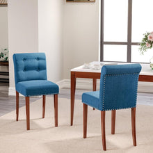 Load image into Gallery viewer, Set of 2 Contemporary Buttoned Accent Dining Chair Studded Rim Blue/Grey Living and Home Blue