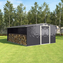 Load image into Gallery viewer, Livingandhome Garden Metal Storage Shed with Log Storage