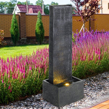 Load image into Gallery viewer, 98cm H Black Rectangle Waterfall Stone Look Water Fountain with LED Light Fountains Living and Home