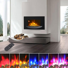 Load image into Gallery viewer, 35inch Wall Mounted Electric Fireplace with Pebble Bowl 7 Flame Colours Electric Fireplaces Living and Home