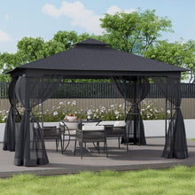 Load image into Gallery viewer, Premium Iron Outdoor Pergola with Sheer Charcoal Gray Screens Living and Home