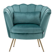 Load image into Gallery viewer, Livingandhome Velvet Upholstered Scalloped Lotus-like Chair with Metal Legs, JM1202 Living and Home