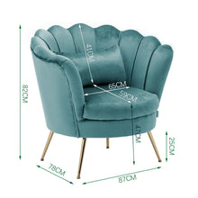 Load image into Gallery viewer, Velvet Upholstered Scalloped Lotus-like Chair with Metal Legs Living and Home