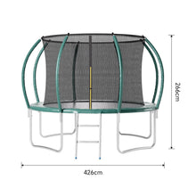 Load image into Gallery viewer, 6FT/8FT/10FT/12FT/14FT Outdoor Enclosure Trampoline with Ladder in Green Living and Home 14ft