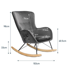 Load image into Gallery viewer, Grey Linen Cushion Rocking Chair Living and Home