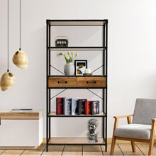 Load image into Gallery viewer, 5-Tier Wooden Book Shelf with Drawers Living and Home
