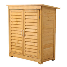 Load image into Gallery viewer, 97cm H Outdoor Solid Wood Storage Cabinet Garden Tool Shed Garden Sheds Living and Home