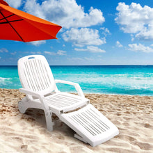 Load image into Gallery viewer, 193cm D Outdoor Folding Lounge Chair Recliner with Wheels Sunloungers Living and Home