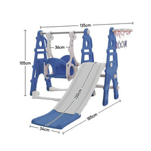 Load image into Gallery viewer, Livingandhome Kids Toddler Swing and Slide Set with Basketball Hoop