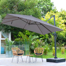 Load image into Gallery viewer, Dark Grey 3 x 3 m Square Cantilever Parasol Outdoor Hanging Umbrella for Garden and Patio Parasols Living and Home Parasol + Cross Base + Square Water Tank