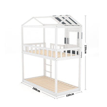 Load image into Gallery viewer, Modern Twin Bunk Bed Slatted Board House Shaped Living and Home
