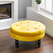 Load image into Gallery viewer, Round Velvet Tufted Buttoned Footstool Living and Home