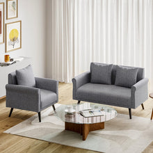 Load image into Gallery viewer, Modern Upholstered Fabric Sofa 2 Seater with 2 Pillows in Grey 2 Seater Sofas Living and Home