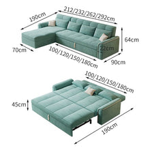 Load image into Gallery viewer, Cottonfy Multifunctional Mint Velvet Pull Out Chaise Sofa Bed with Storage Cottonfy UK