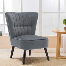 Load image into Gallery viewer, Modern Upholstered Velvet Chair with Oak Wood Legs Living and Home