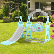 Load image into Gallery viewer, 3 In 1 Fun Cyan/Pink Kids Toddler Swing and Slide Set Indoor and Outdoor Swing & Slide Living and Home