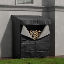 Load image into Gallery viewer, Garden Sanctuary Metal Tube Firewood Rack with PE Cover Roof Garden Sheds Living and Home
