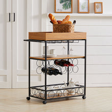 Load image into Gallery viewer, 3-Tier Kitchen Cart Wine Serving Trolley Rolling Bar Island Kitchen Cart & Trolley Living and Home