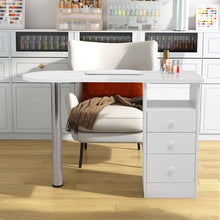Load image into Gallery viewer, 106cm White 3 Drawers Manicure Table with Metal Leg Dressing Tables Living and Home