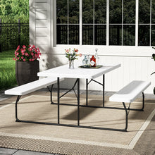 Load image into Gallery viewer, Livingandhome Foldable Picnic Table and Bench Set with Parasol Hole