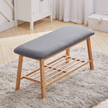 Load image into Gallery viewer, Shoe Bench Bamboo 2 Tier with Shoe Storage Rack Bench Living and Home