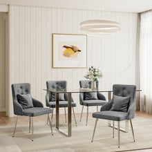 Load image into Gallery viewer, Grey Velvet Tufted Dining Chair with Cushion Living and Home