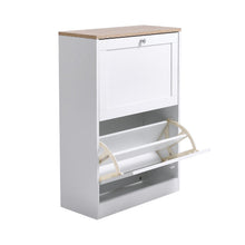 Load image into Gallery viewer, Livingandhome Wooden 2 Drawer Flip Down Shoe Cabinet