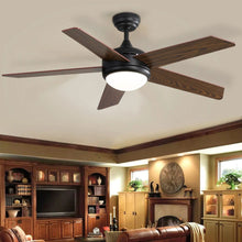 Load image into Gallery viewer, 52 Inch Wooden Blades Ceiling Fan with LED Lamp Light Dimmable and Remote Ceiling Fans Living and Home